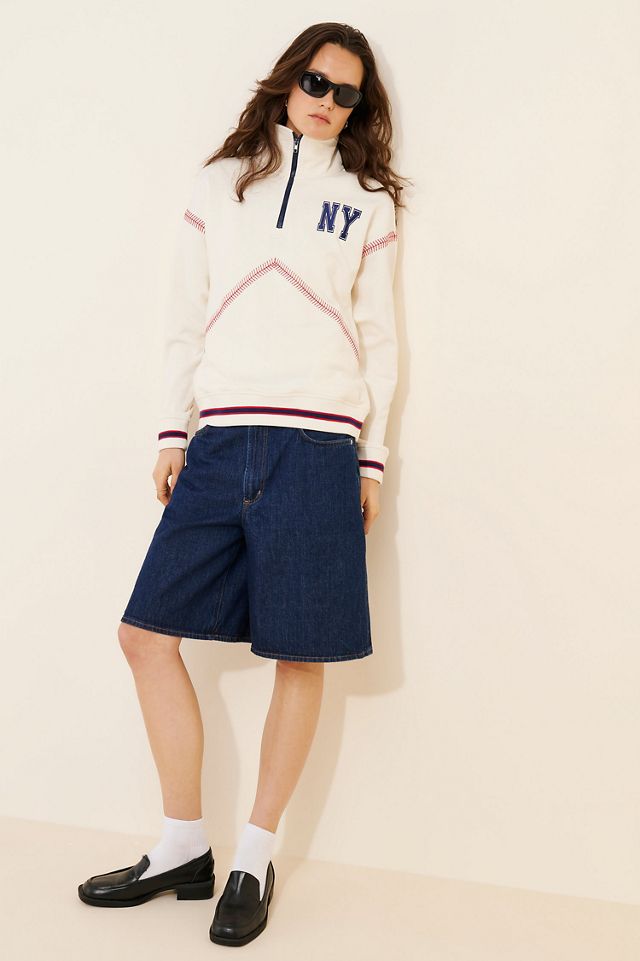 Terez New York Quarter Zip Baseball Stitch Sweatshirt #3
