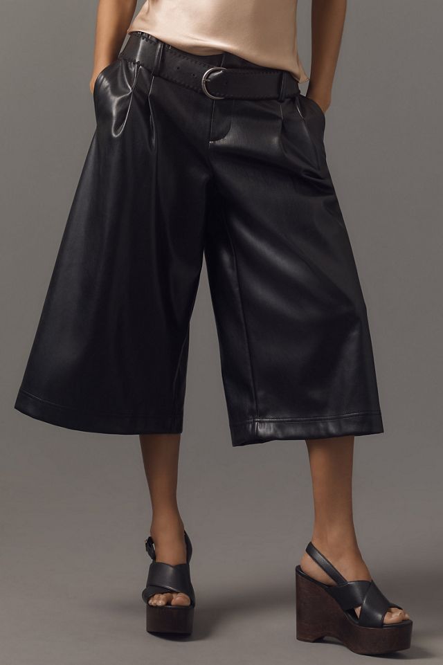 Vegan-Leather Pleated Culottes #3
