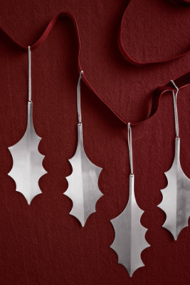 Ferm Living Holly Leaf Ornaments, Set Of 4 In Silver