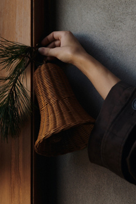 Ferm Living Braided Bell Baubles, Set Of 2 In Beige