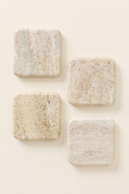 Anthropologie Waterfall Marble Coasters, Set Of 4 In Neutral