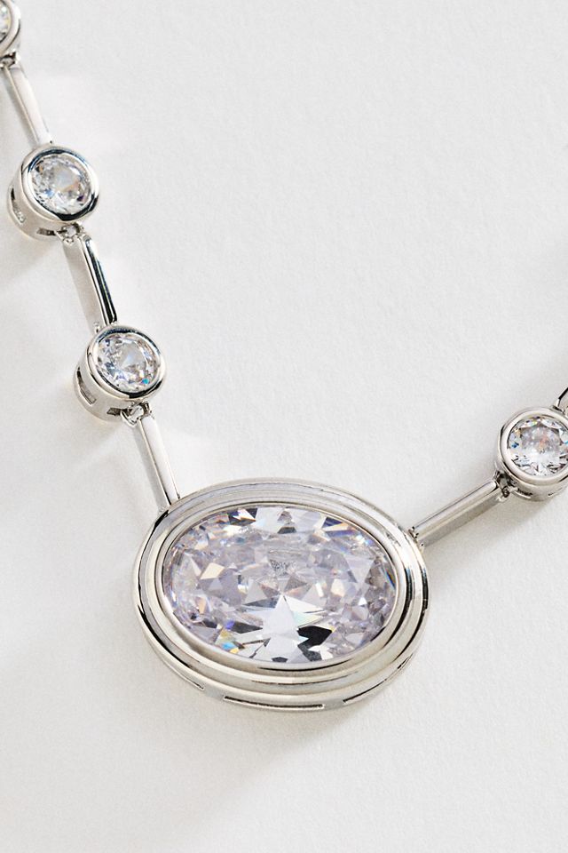 By Anthropologie East West Oval Crystal Necklace #1