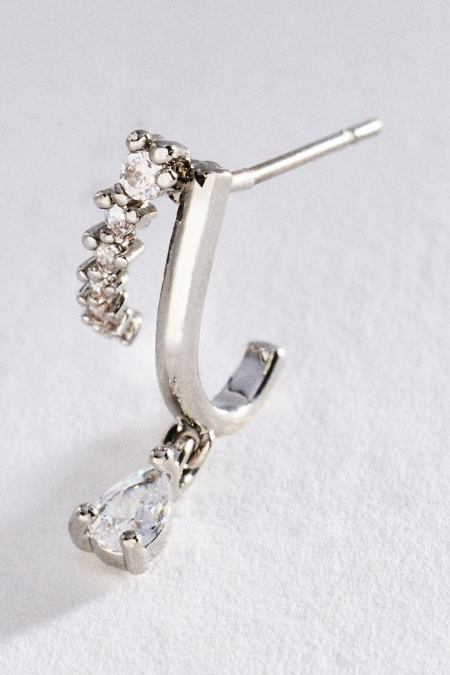 By Anthropologie Delicate Crystal Hoop Earrings #1