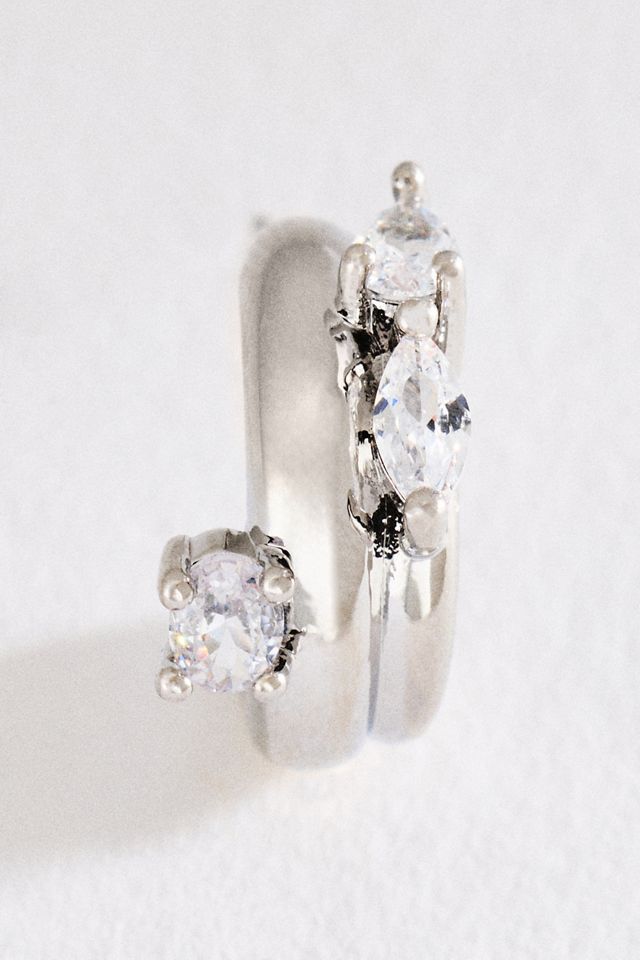 By Anthropologie Mini Crystal Hoop Earrings #1