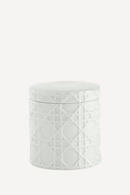 Embossed Rattan Porcelain Cotton Jar
