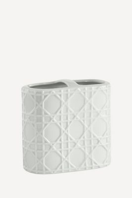 Embossed Rattan Porcelain Toothbrush Holder