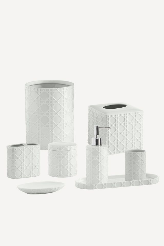 Embossed Rattan Porcelain Bath Tray #1