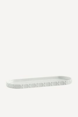 Embossed Rattan Porcelain Bath Tray