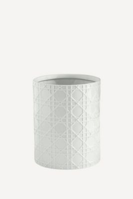 Embossed Rattan Porcelain Waste Basket