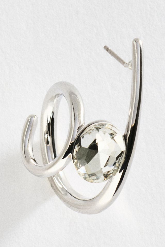 By Anthropologie Spiral Crystal Hoop Earrings #1