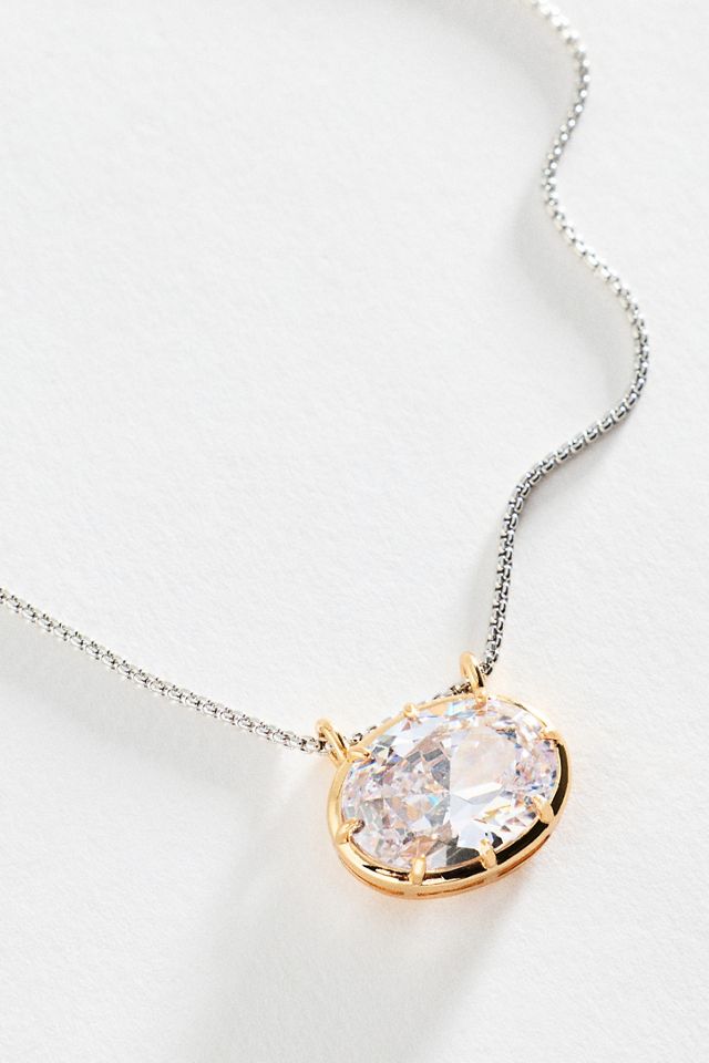 By Anthropologie Pendant Necklace With Oval Crystal #1