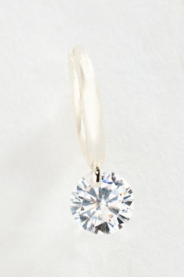 By Anthropologie Demi Fine Huggie Hoop Drop Crystal Earrings #1