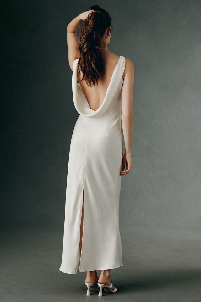 Endless Rose Draped Back Satin Column Slip Dress | Anthropologie