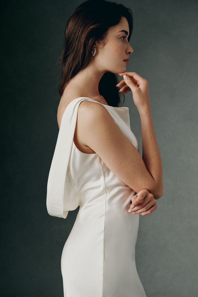 Endless Rose Draped Back Satin Column Slip Dress | Anthropologie