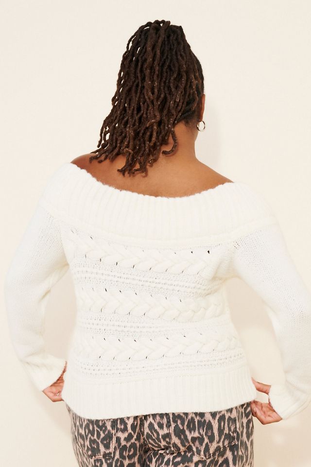 Eloquii Off-The-Shoulder Cable Knit Sweater #1