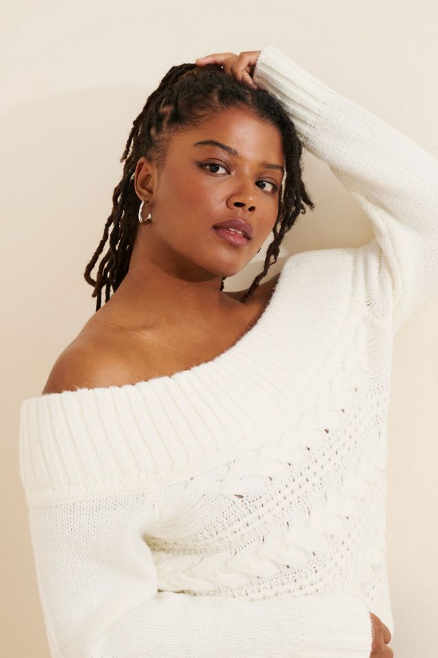 Eloquii Off-The-Shoulder Cable Knit Sweater #2