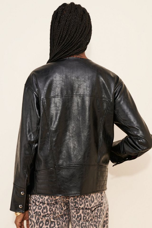 Pilcro Vegan-Leather Asymmetric Snap Moto Jacket #1