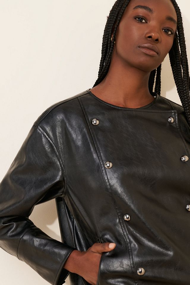Pilcro Vegan-Leather Asymmetric Snap Moto Jacket #2