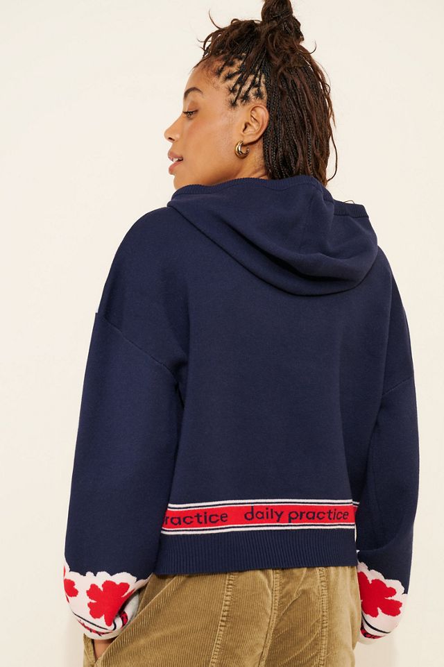 Daily Practice by Anthropologie Hooded Graphic Varsity Top #1