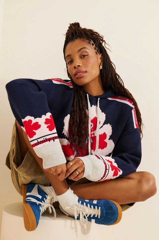 Daily Practice by Anthropologie Hooded Graphic Varsity Top #3