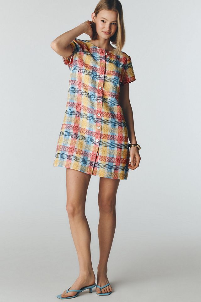 Maeve Plaid Buttondown Shift Dress #3