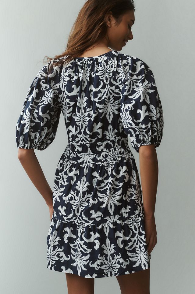 Smocked Puff Sleeve Mini Dress #1