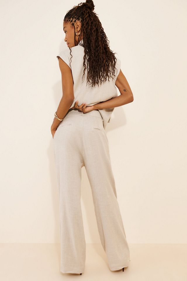 Little Lies Eva Pleated Linen-Blend Pants #1