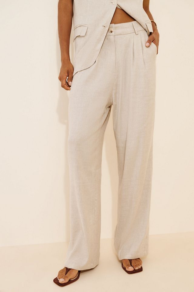 Little Lies Eva Pleated Linen-Blend Pants #2