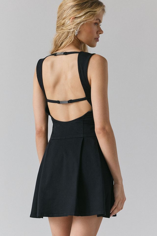 BDG Leah Denim Pleated Drop Waist Mini Dress #1