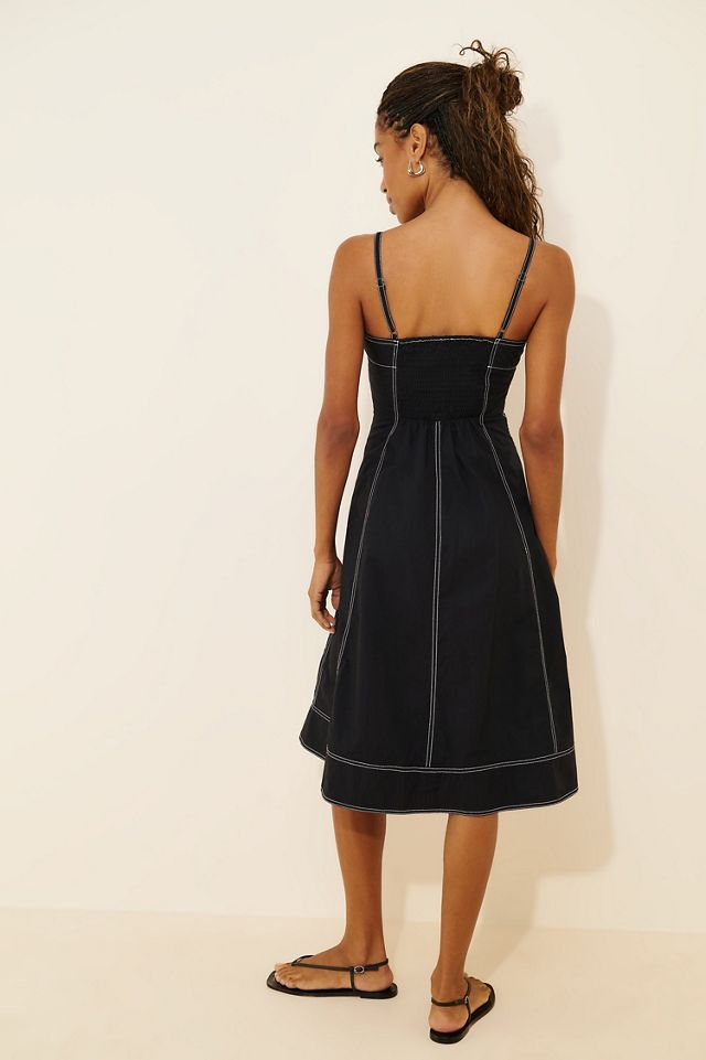 Pilcro Cotton Contrast-Stitch Poplin Midi Dress #1