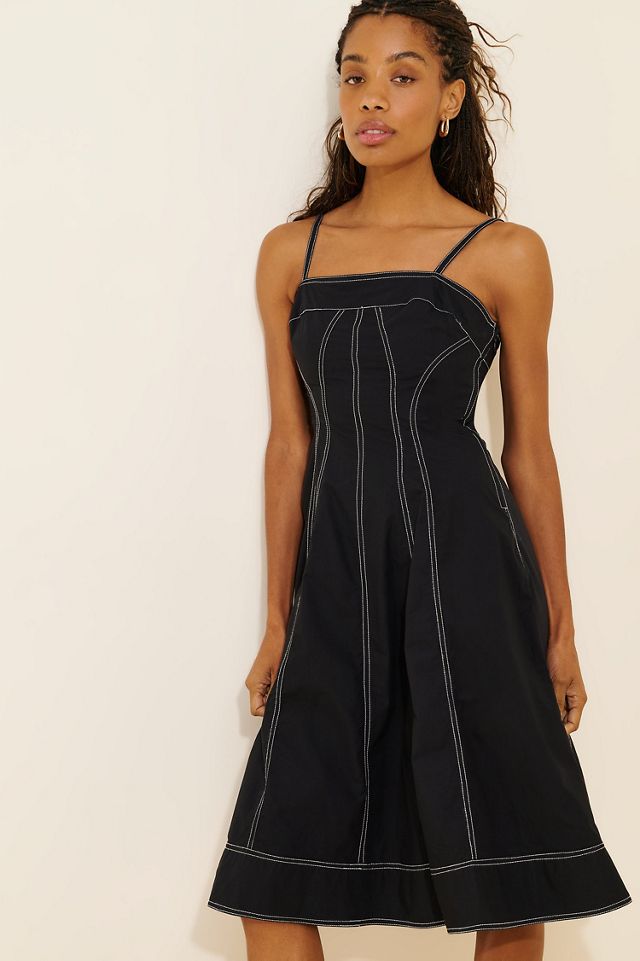 Pilcro Cotton Contrast-Stitch Poplin Midi Dress #3