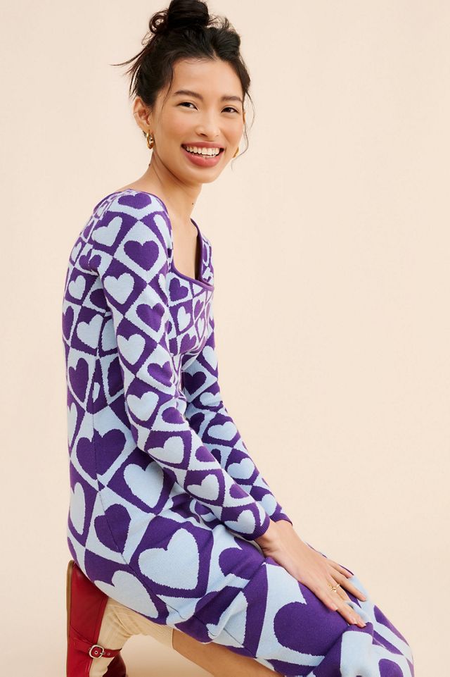 FARM Rio Geo Heart Long-Sleeve Midi Sweater Dress #2