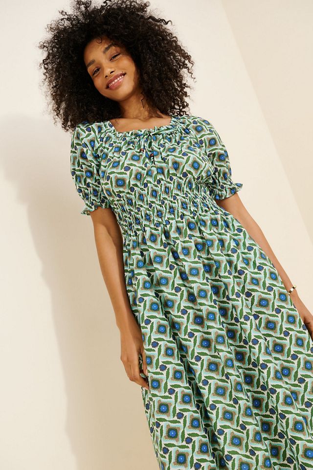 Exquise Short Sleeve Smocked Puff Sleeve Dress #2