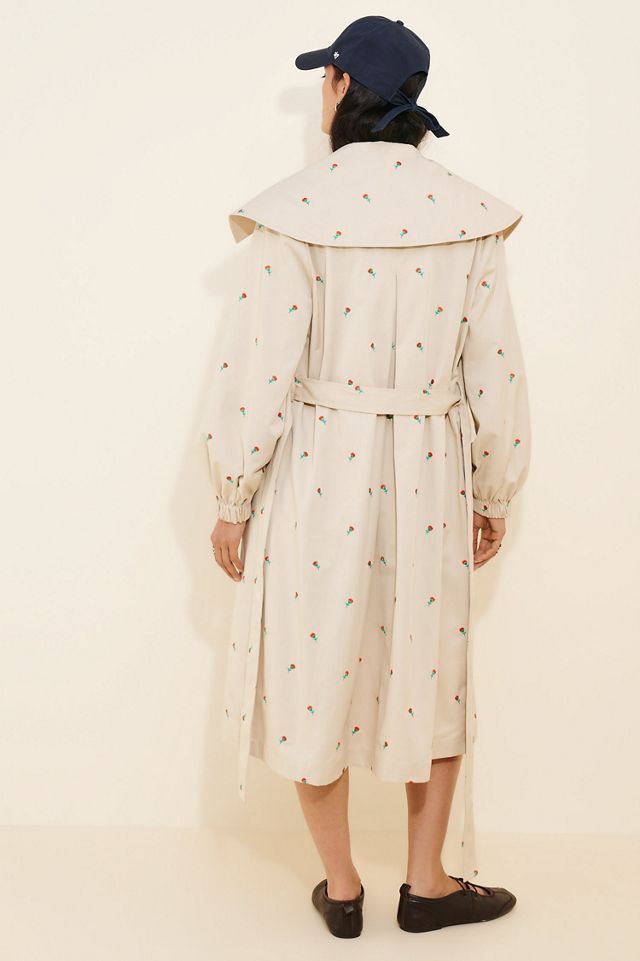 If By Sea Floral Embroidered Trench Coat #1