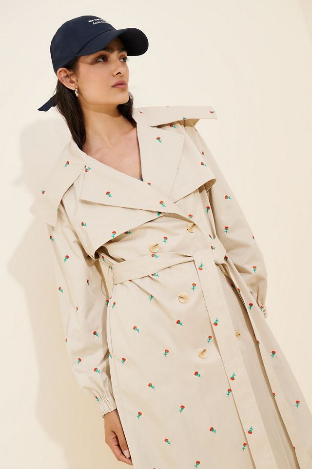 If By Sea Floral Embroidered Trench Coat #3