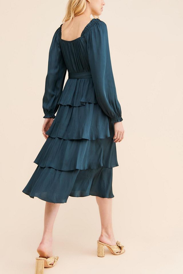 Current Air Square Neck Tiered Midi Dress #2