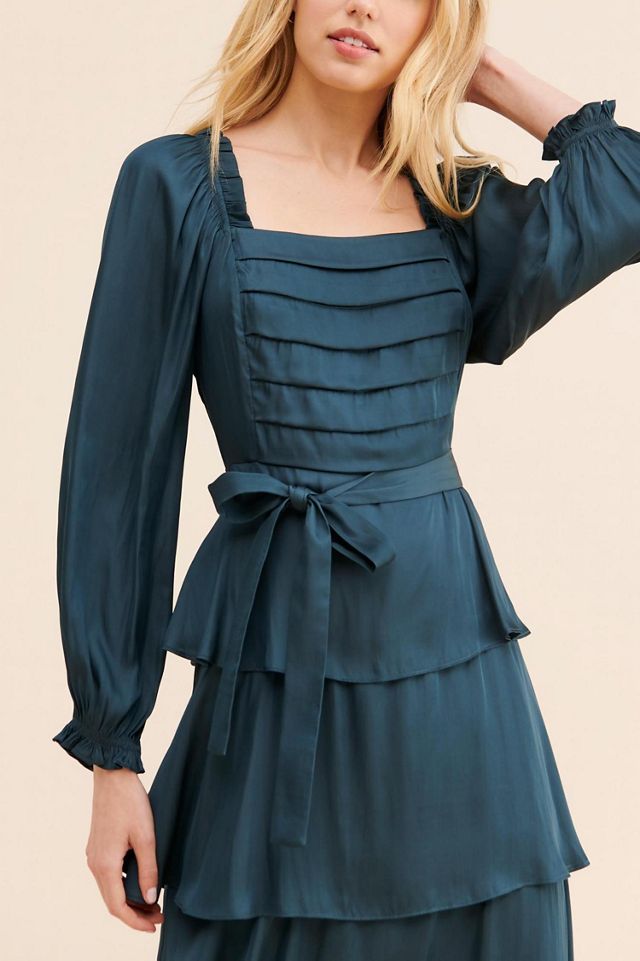 Current Air Square Neck Tiered Midi Dress #3