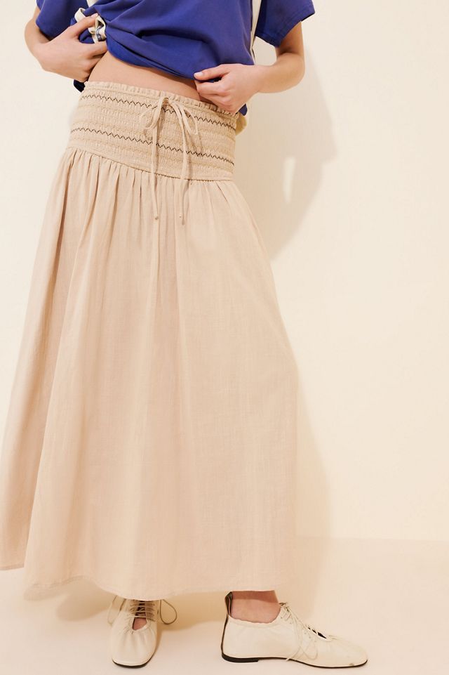 Moon River Smocked Detail Midi Skirt #3