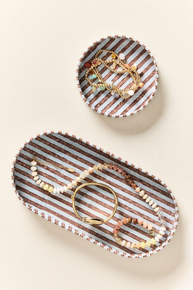 Striped Oval Trays, Set of 2 #1