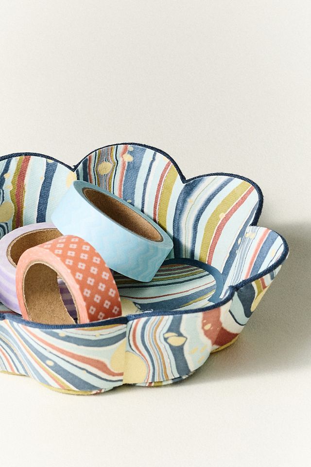 Craft Boat Hand Marbled Scalloped Trinket Dish #2