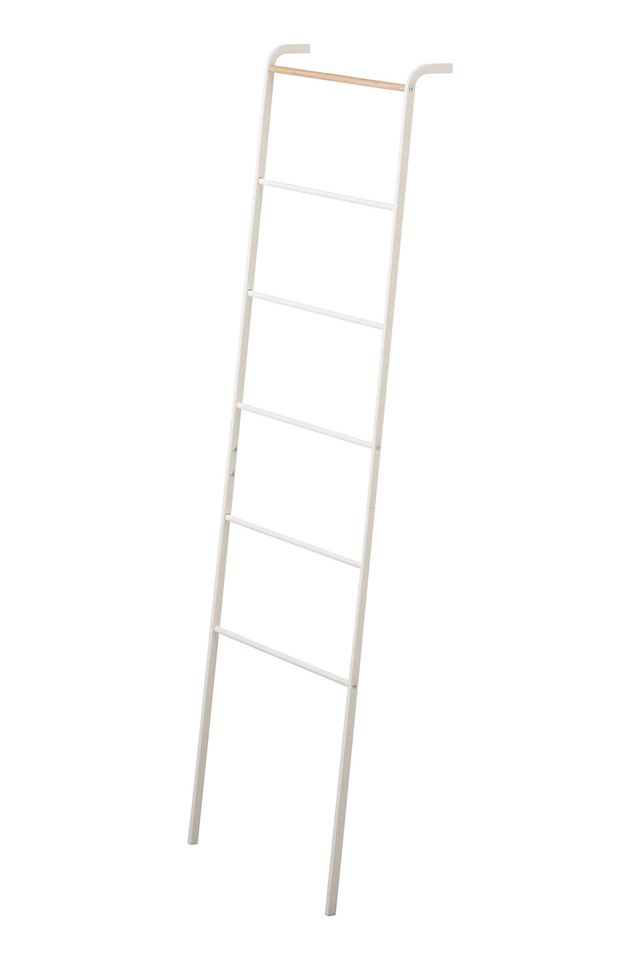 Leaning Wood and Metal Storage Ladder #1