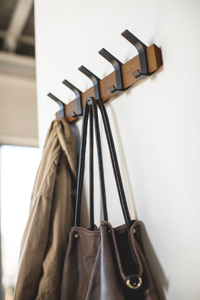 Wall Mounted Wood and Metal Coat Rack #1