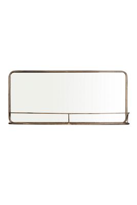 Modern Metal-Framed Wall Mirror with Shelf