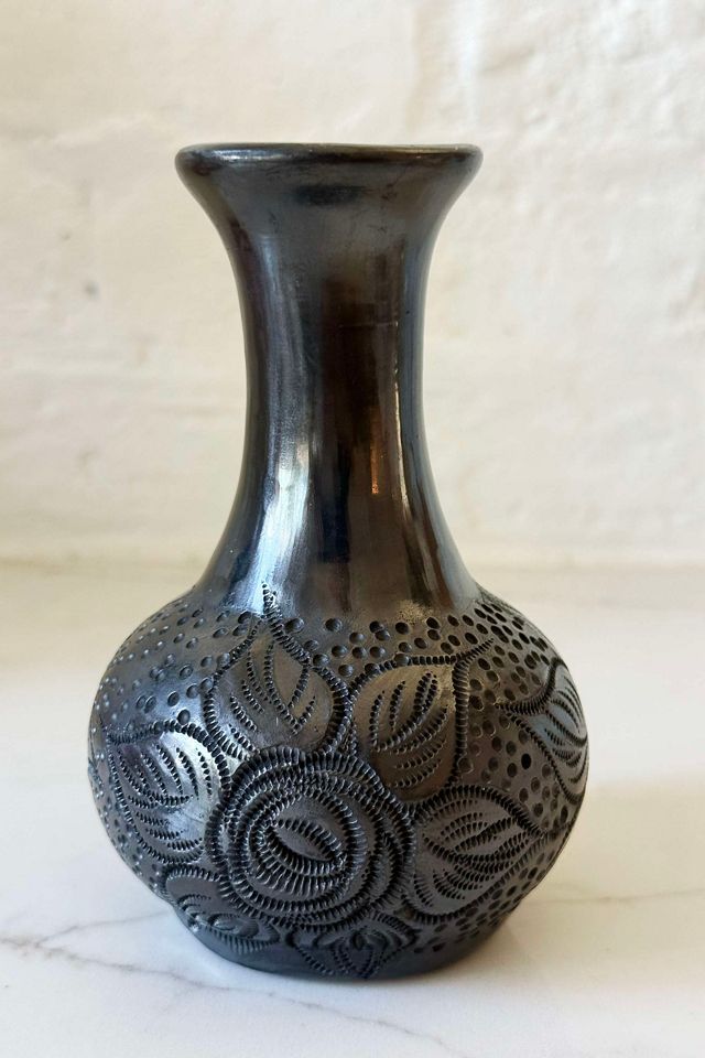 Old Flame Candle Co. Vintage Oaxacan Incised Floral Bud Vase #1