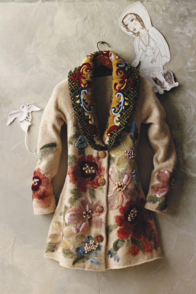 Handpainted Poppies Sweatercoat #2