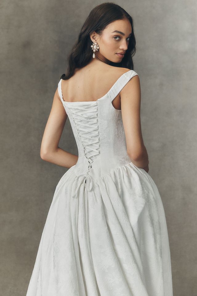 Watters Stella Off-Shoulder Basque-Waist Wedding Gown #1