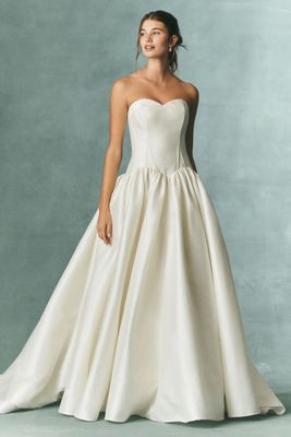 celandine strapless smocked drop-waist midi dress MINKPINK Luna Drop Waist Midi Dress In White Cotton main image 1