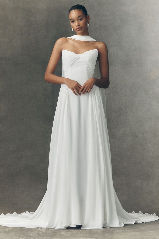 Jenny by Jenny Yoo Shiloh Strapless Chiffon Wedding Gown #4