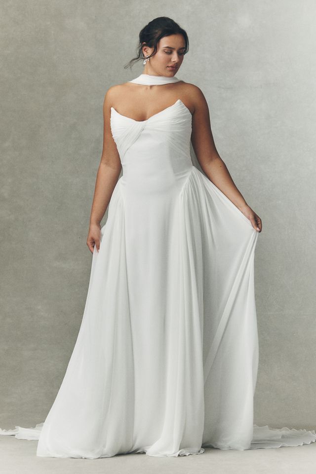 Jenny by Jenny Yoo Shiloh Strapless Chiffon Wedding Gown #8