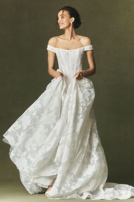 sachin and babi light blue dress Flounced Ball Gown White Lace & Tulle Wedding Dress